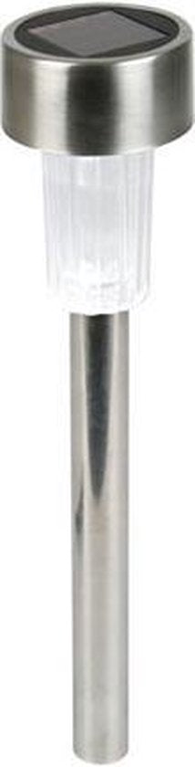 Perel Lampe de jardin solaire 37 X 5.5 Cm Acier inoxydable Argent/blanc