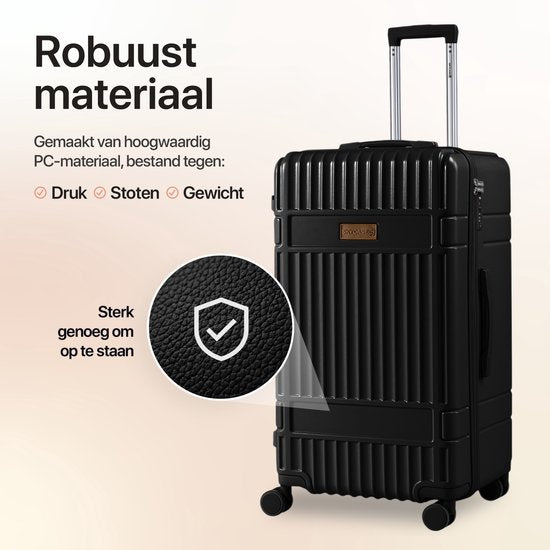 SKYCASES Valise de voyage à coffre - Classic Heritage - Valise extra-large - 110L - Serrure TSA - Trolley léger - 78x44x36 cm - Valise à roulettes à coffre - Roues pivotantes - Noir