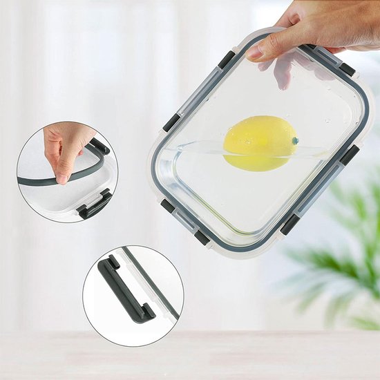 Ceruzo Meal Prep Trays - 5 pièces Plateaux fraîcheur - Verre borosilicaté - hermétique - 21,5 x 16 x H6,6 cm