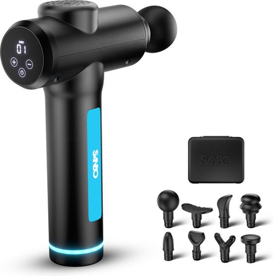 Sanbo Massage Gun - Génération 4 - Avec 8 accessoires et 30 étapes - En collaboration avec les physiothérapeutes - Professionnel - Appareil de massage sportif et de relaxation - Pistolet de massage