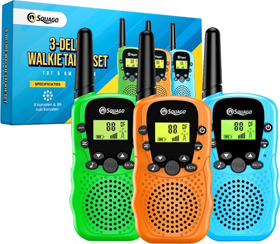 Squago Talkie Walkie 3 pièces - Pour enfants et adultes - WalkieTalkie