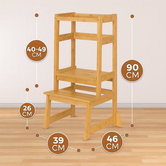 Oemmie Learning Tower - Tour d'apprentissage - Tour d'apprentissage Montessori - Tour d'apprentissage Kitchen Aid - Tour d'apprentissage - Step up - Children's Step - Brown
