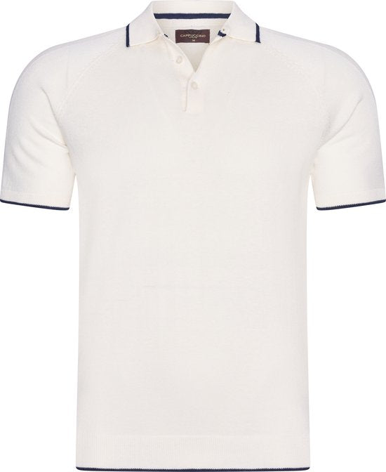 Cappuccino Italia - Polo tricoté à pointes SS pour homme - Blanc - Taille M