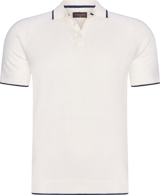 Cappuccino Italia - Polo tricoté à pointes SS pour homme - Blanc - Taille M