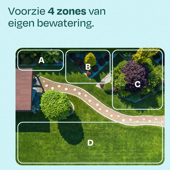 VONROC 4-way water timer - Ordinateur d'arrosage pour 4 zones - Temps et fréquence d'arrosage réglables par zone