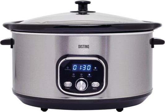 Mijoteuse DistinQ - 8 litres - 320 Watt - Fonction maintien au chaud - Cuvette intérieure en céramique - Argent