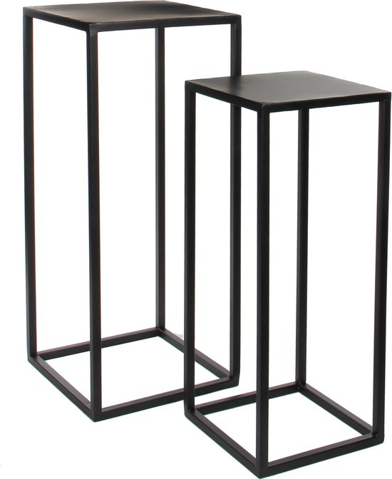 Mica Decorations Table d'appoint Goa - Lot de 2 - L30 x L30 x H70 cm - Métal - Noir