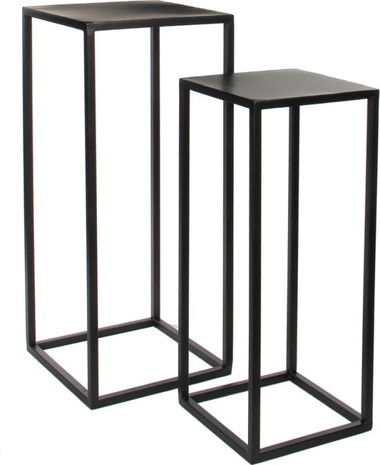 Mica Decorations Table d'appoint Goa - Lot de 2 - L30 x L30 x H70 cm - Métal - Noir