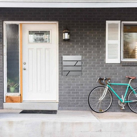 BRASQ Letterbox Hanging Grey Deluxe - Boîte aux lettres murale avec serrure et compartiment à journaux - avec matériel de montage et 2 clés - Boîte aux lettres - boîte postale - boîte à lettres - acier inoxydable