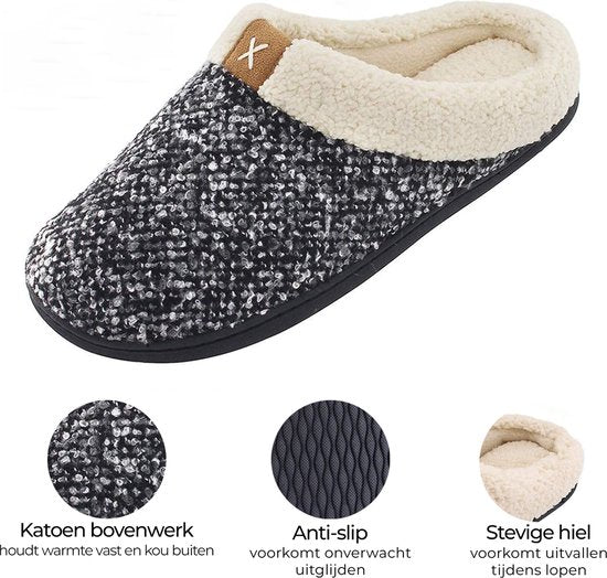 Chaussons Ladies - Chaussons - Taille 38/39 - Noir/Gris - Antidérapant - Comfeet