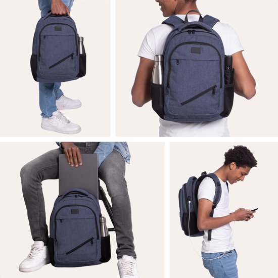 TRVLMORE Sac à dos - 28L - 15.6 inch - Sac à dos pour ordinateur portable - Sac d'école - Homme et Femme - Sacoche pour ordinateur portable - Splashproof Blue