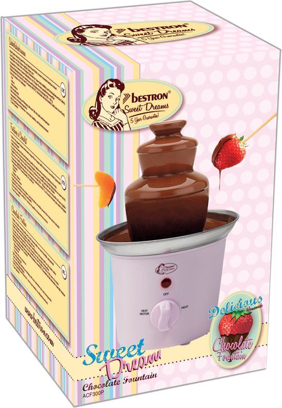 Bestron Fontaine à Chocolat ACF300P - Fondue au chocolat - 3 étages - Rose - Garantie 5 ans