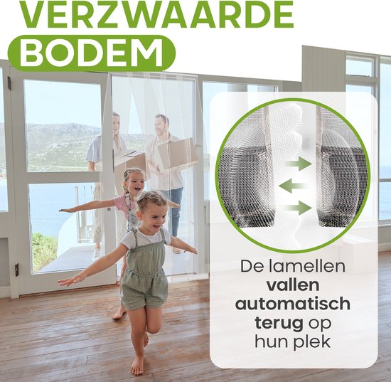 O'DADDY® Fly Curtain Slat Screen - 118x260 cm - Rideau de porte - Porte - Design ajustable - Fibre de verre - Moustiquaire de porte blanche