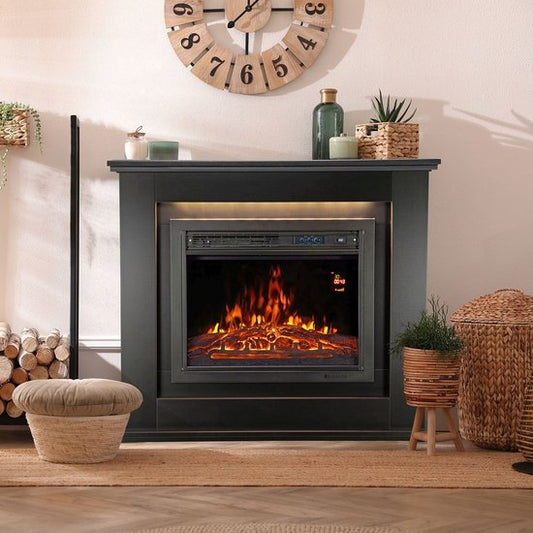 Chauffage électrique - Rectangulaire - 2000 Watt - Noir - Effet de feu inclus