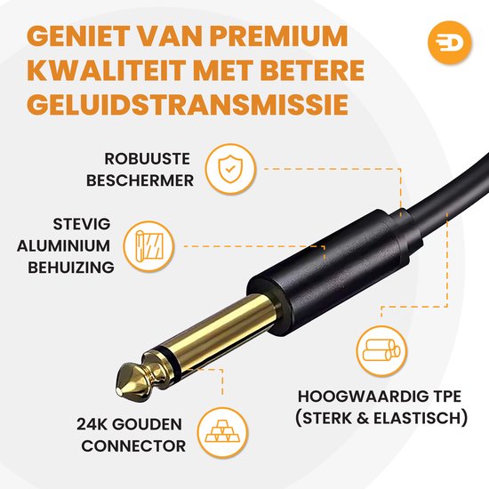 Drivv. Premium XLR Cable - XLR mâle vers jack 6,35 mm mâle - Jack stéréo - 5 mètres