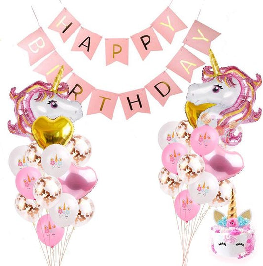 Happy Goods - Décorations d'anniversaire Licorne - Guirlande d'anniversaire - 30 pièces - Fête d'enfants - Ballons - Décorations d'anniversaire