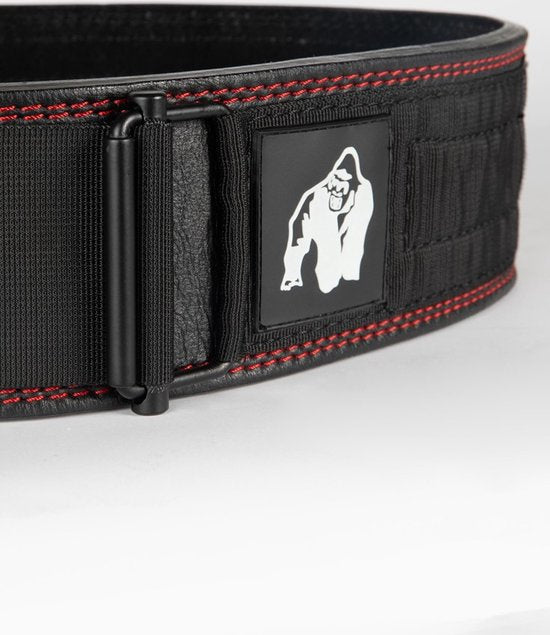 Gorilla Wear Halter Belt - 4 Inch Premium Leather Elevator Belt - Black - S/M