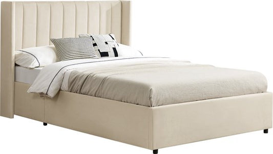 Lit capitonné Savona - 200 x 120 cm - Beige - Tiroir de lit inclus