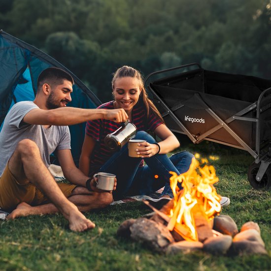 LifeGoods Wagon - Pliable - Capacité de charge 80KG - 94L - Polyester lavable - Noir
