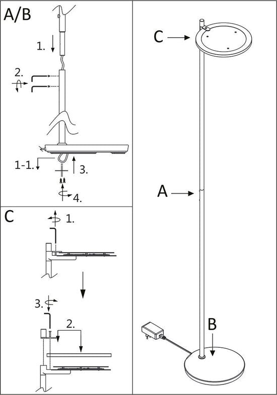 Steinhauer lampadaire Turound - noir - métal - 27 cm - module LED intégré - 2993ZW