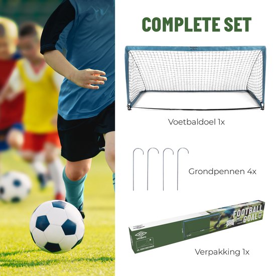 But de football Umbro - But de football 200 x 100 x 100 cm - Grand but de football 1.5KG - Facile à déplacer - Jouet d'extérieur pour enfants et adultes - But d'entraînement au football - Métal - Bleu