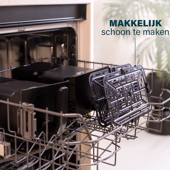 Princess Double Basket Airfryer 182068 - Double Airfryer - 8 litres - 2 paniers - XXL - 8 programmes - 2400W - Double friteuse à air chaud - Ecran tactile - Noir - 80°C à 220°C - Fonction Sync