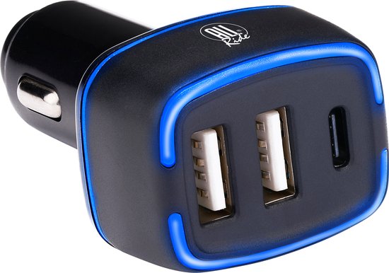 Chargeur de voiture USB All Ride - 2x connexion USB-A et USB-C - Power Delivery/ Fast Charge 18W - Connexion à l'allume-cigarette de la voiture - Plastique - Noir