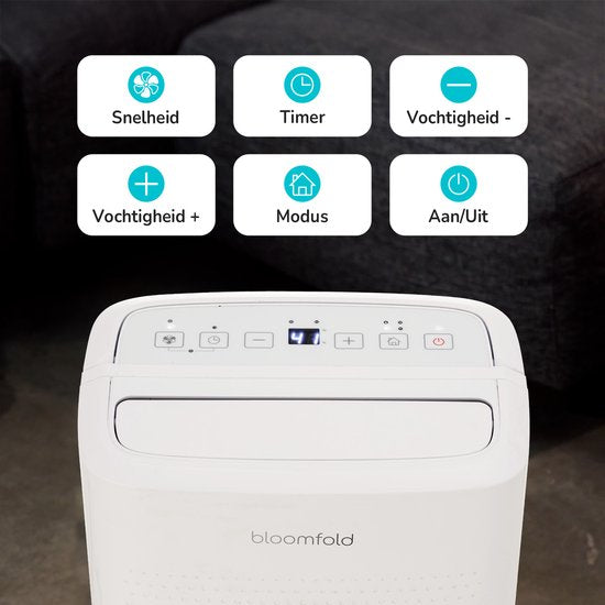 Bloomfold - Déshumidificateur et purificateur d'air - Capacité de 12 l et filtre HEPA - Avec minuterie et affichage LED - Pour un climat intérieur sain - Plastique blanc