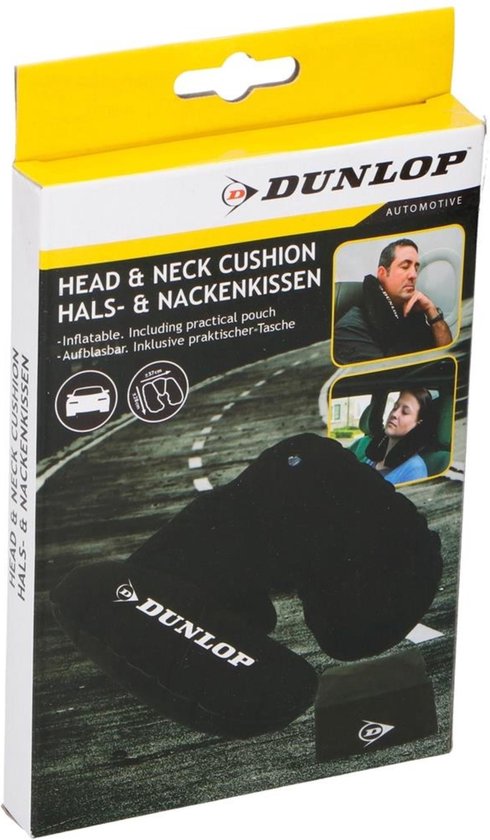 Coussin pour la tête et la nuque - gonflable - avec sac de rangement - noir