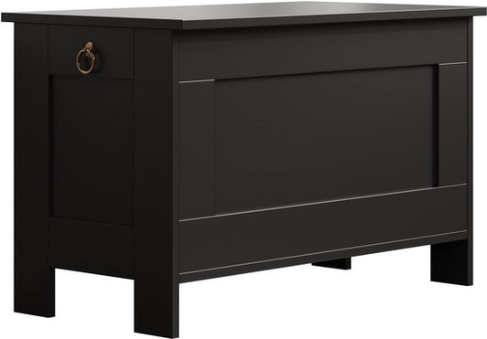 DMV - Coffre de rangement - Coffre de rangement en bois - Coffre à jouets - Coffre à couvertures - Coffre de rangement - noir