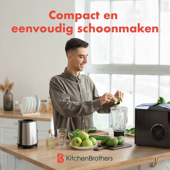 Machine à glaçons - KitchenBrothers - 1L - Avec pelle à glace - Easy Clean - 9 glaçons en 8 min. - Noir
