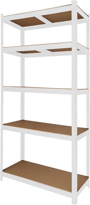 BRASQ Armoire à étagères en métal blanc - Rack de stockage - Armoire murale 180x90x40cm - 5 niveaux - 175 KG/étagère - 875 KG max.