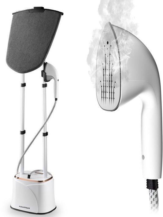 FLOWSTEAM® PRO Défroisseur à linge - Défroisseur à main - Nettoyeur vapeur - Défroisseur à linge - 150 minutes de vapeur - Cordon de 2,5 m - Blanc