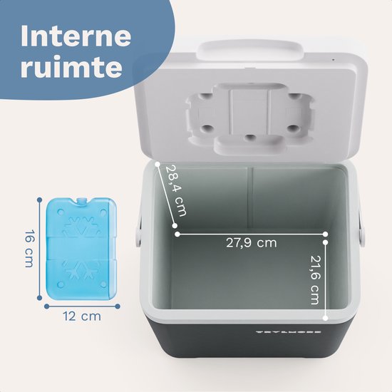 TRVLMORE Cool Box 14L - 47 heures de réfrigération - Frigobox - Elément réfrigérant inclus - Cool Box Small - Anthracite