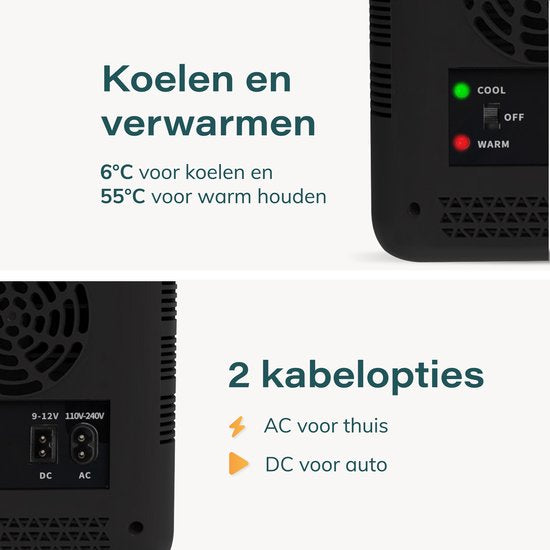 Mini réfrigérateur 5L - Réfrigérateur soins et maquillage - Alimentation et boissons - Organisateur - 12V & 230V - Froid et chaud - Compact - Noir