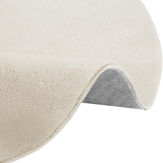 tectake® Tapis à poils courts - Rond - Ø120 cm - Crème - 1630 g/m² de poids de poils - Tapis pour le salon, la chambre à coucher, la salle à manger - Facile d'entretien et lavable - Sous-couche antidérapante - Antiallergique - Diverses tailles et couleurs