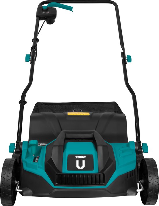 VONROC Scarificateur électrique - aérateur de gazon - 1300W - largeur de coupe 320 mm - 4 réglages de profondeur (12/9/6/3 mm) - bac de ramassage 35L inclus