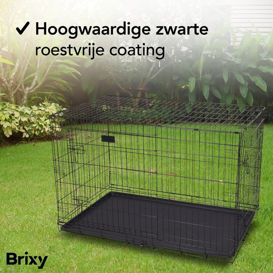Brixy Dog Bench - Banc pour chiens - Taille XXL - Pliable - 122 x 76 x 84 CM - 2 portes - Noir