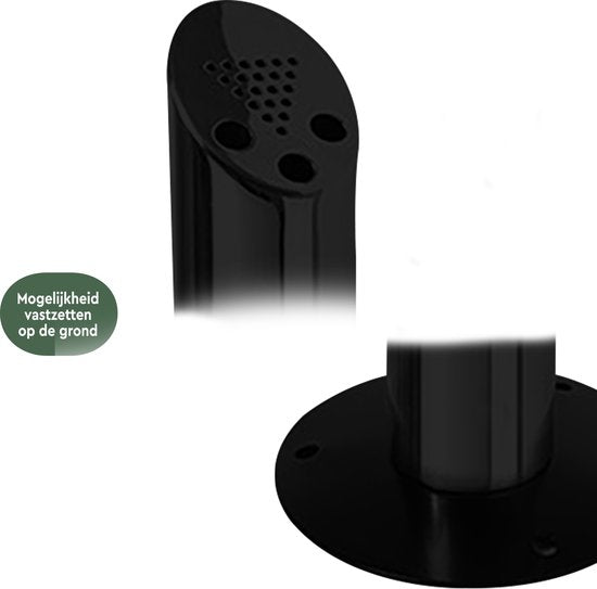 BRASQ Cendrier vertical noir - Capacité 2 litres - Poteau fumeur, Colonne en hêtre - 21x21x92 cm Cendrier vertical pour l'intérieur et l'extérieur