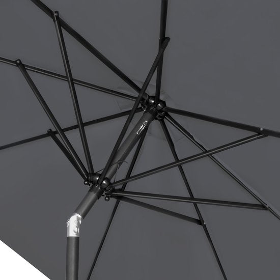 VONROC Premium Parasol à manche Recanati Ø300cm - Base de parasol et housse de protection incluses - Parasol rond - Inclinable - Toile résistante aux UV - Gris