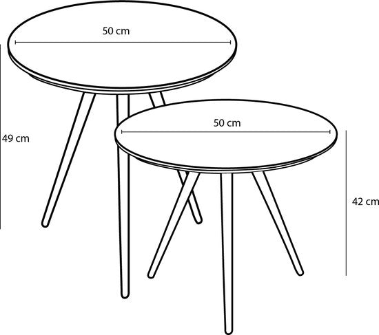 Mica Decorations Table d'appoint Jailey - Lot de 2 - H49 x Ø50 cm - Bois recyclé - Marron