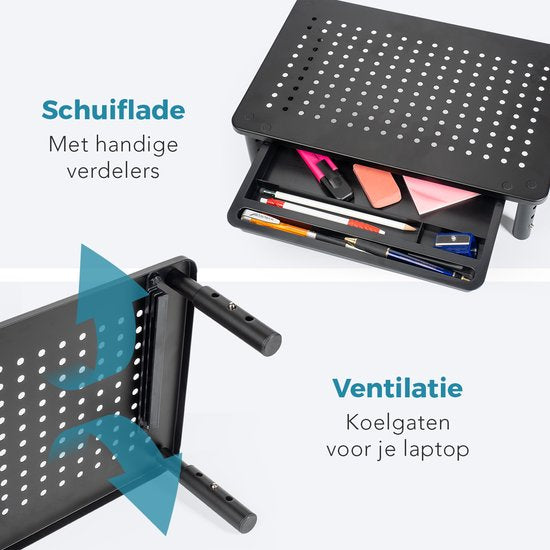 Auronic Monitor Stand - Rehausseur de moniteur - Rehausseur d'écran - Réglable - 37 x 23,5 x 10 cm - Métal - Noir