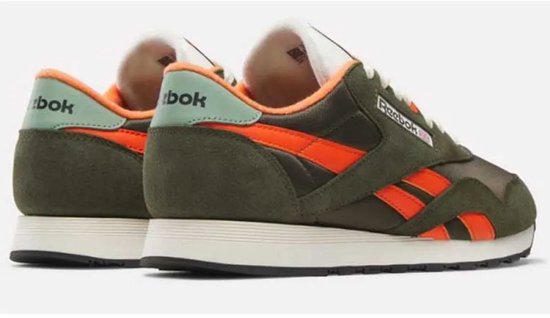 Baskets hommes Reebok Classic Nylon Hunter - Vert avec accents orange - Taille 45