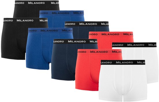 Milanoro - Lot de 10 boxers stylés en coton - Mélange foncé - M