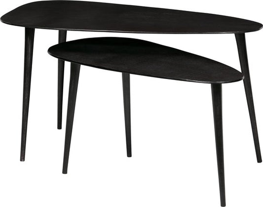 WOOOD Table d'appoint triangulaire - Métal - Nickel noir - 49x89x49 - Lot de 2