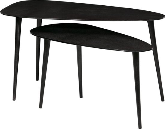 WOOOD Table d'appoint triangulaire - Métal - Nickel noir - 49x89x49 - Lot de 2