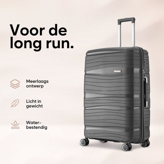 SKYCASES Travelin' Charm Hand Luggage Suitcase - 40L - Numerical Lock - 35x21x54 cm - Lightweight & Durable - Includes Free Pouch - Anthracite