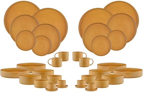 SCANDI Vaisselle complète - 36 pièces - Ochre