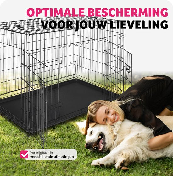 tectake® Dog Cage - Dog Fence Box - Dog Kennel - Boîte à chien pliable - Boîte de transport stable pour chiens et chiots - Pour le coffre, la voiture, le camping et la maison - 121.5 x 75.5 x 80.5 cm