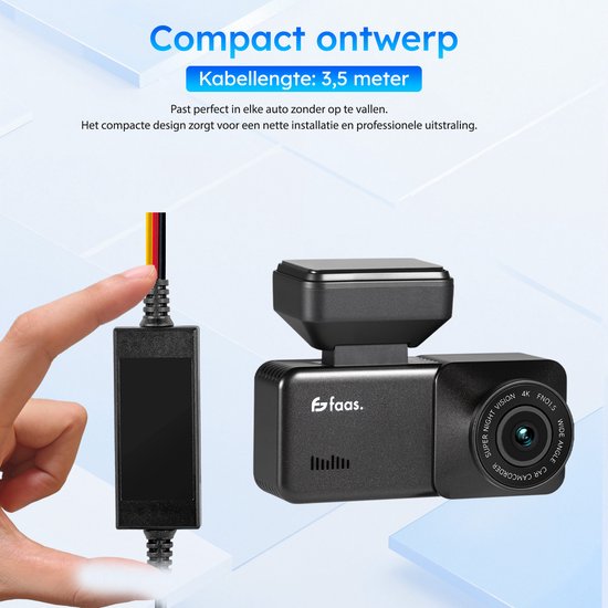 Kit de câblage Dashcam - Surveillance 24 heures - Connexion USB-C - Design compact - Facile à installer - Connexion directe à la batterie - par Faas